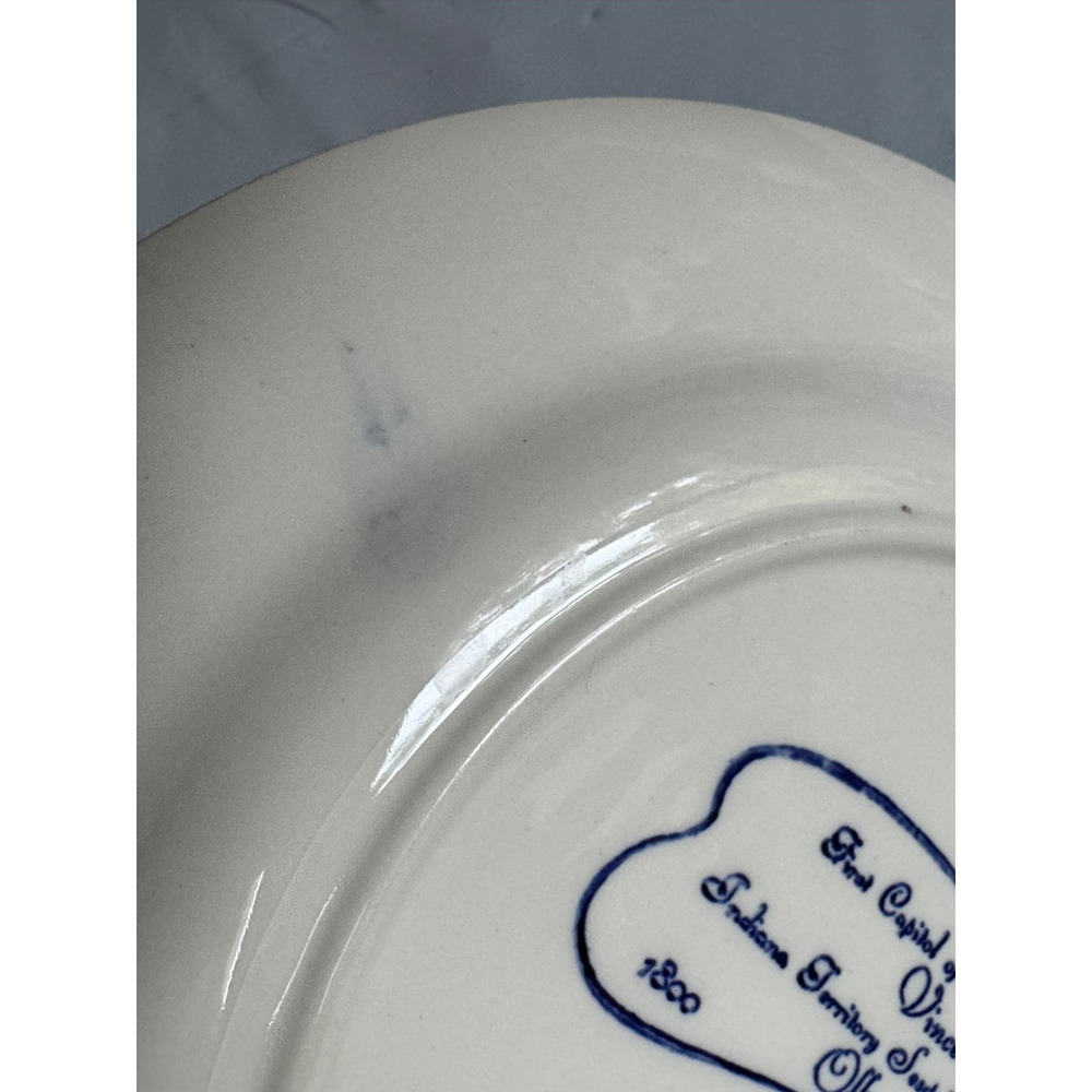 1950 Indiana Territorial Capitol Vincennes Centennial Plate Blue Commemorative - Picture 4 of 6